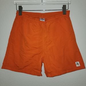 Birdwell Beach Britches Santa Ana Shorts Men 28" Sz Med Orange Nylon USA Beach